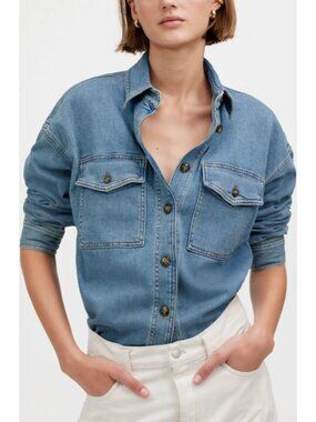 MADEWELL Denim Long-Sleeve Button-Up Shirt S